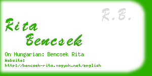 rita bencsek business card